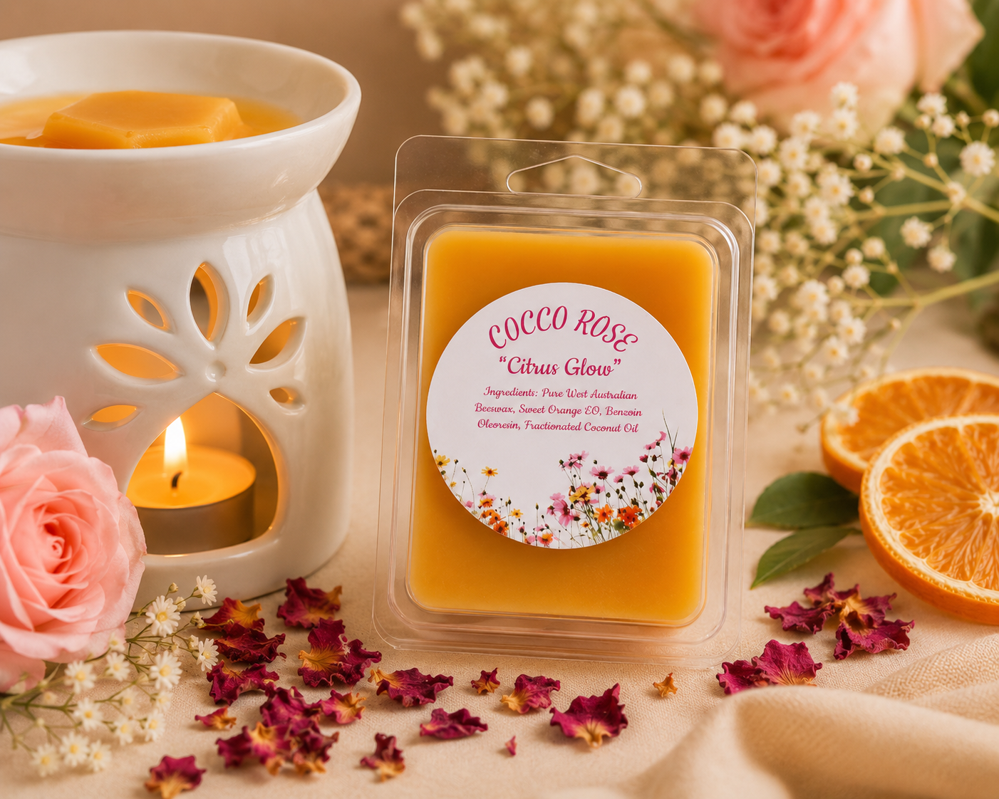 Essential Oil Beeswax Melts | Citrus Sweet Orange | Gifts | Handmade in Australia