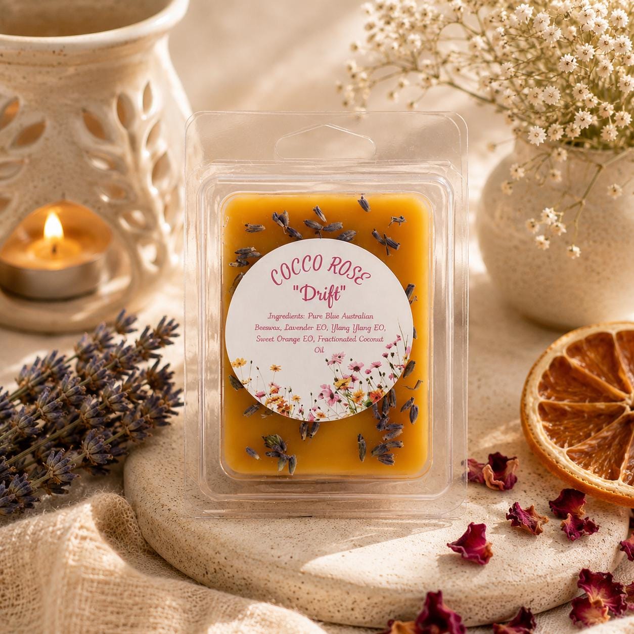 Lavender Beeswax Melts | Pure Essential Oil | Calming Bedtime Home Fragrance Gift | Handmade in Australia
