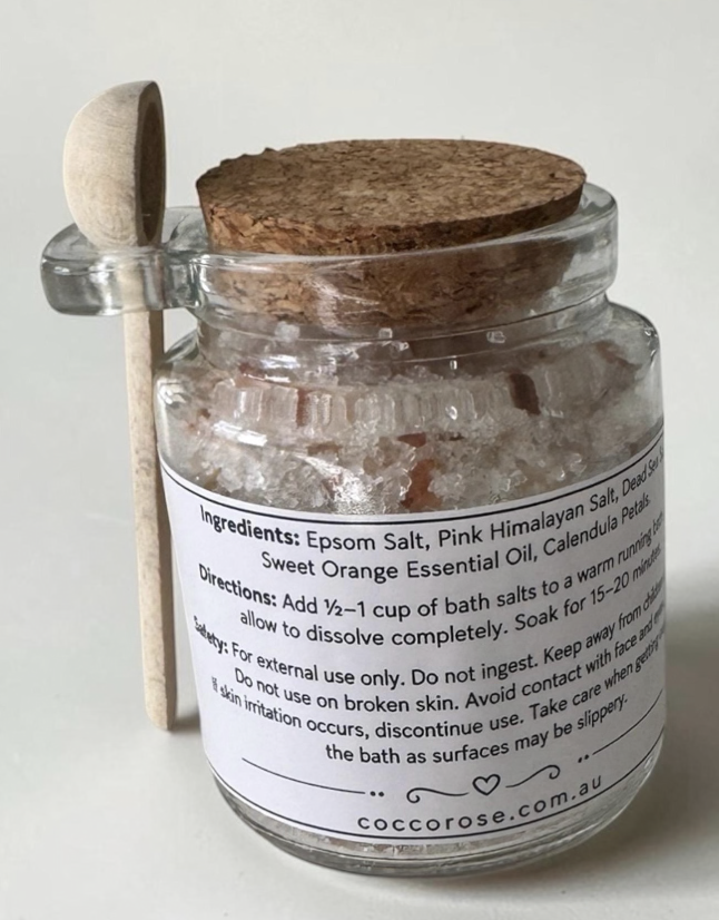 Lavender & Camomile Bath Salts 250g, Epsom Salt Bath Soak, Essential Oil Spa Gift