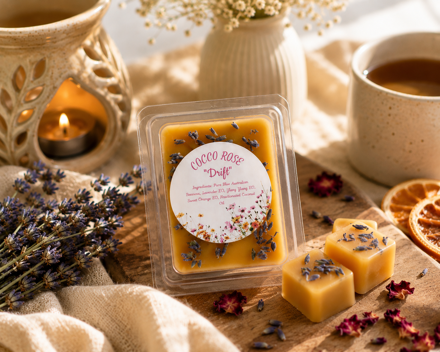 Essential Oil Beeswax Melts | Lavender Ylang Ylang Sweet Orange | Gifts | Handmade in Australia