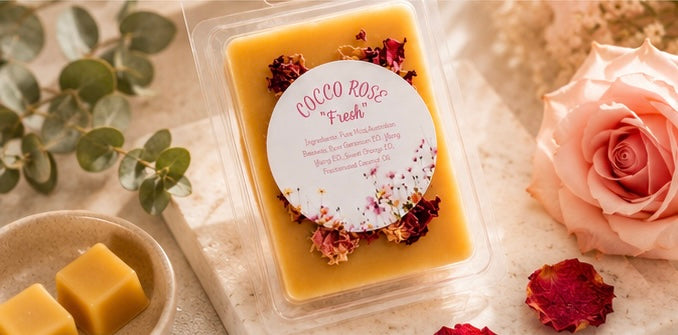 Essential Oil Beeswax Melts | Floral | Rose Quartz Crystals | Gifts | Handmade in Australia
