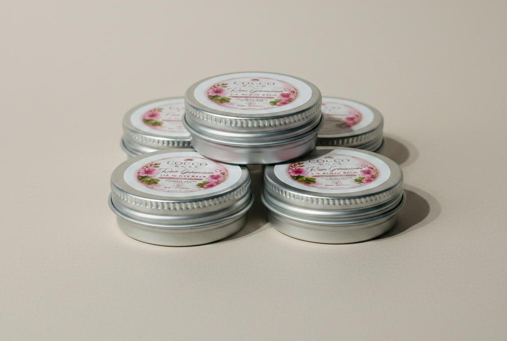 Cocco Rose Lip Balm Gloss Banana Smoothie, Vanilla & Rose Geranium