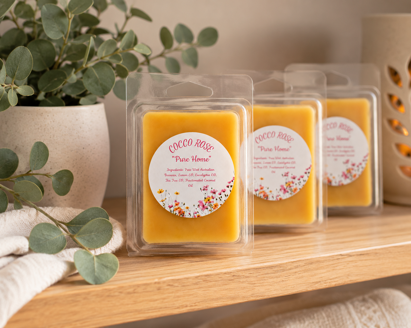 Essential Oil Beeswax Melts | Eucalyptus Tea Tree Oil Lemon | Gifts | Handmade in Australia