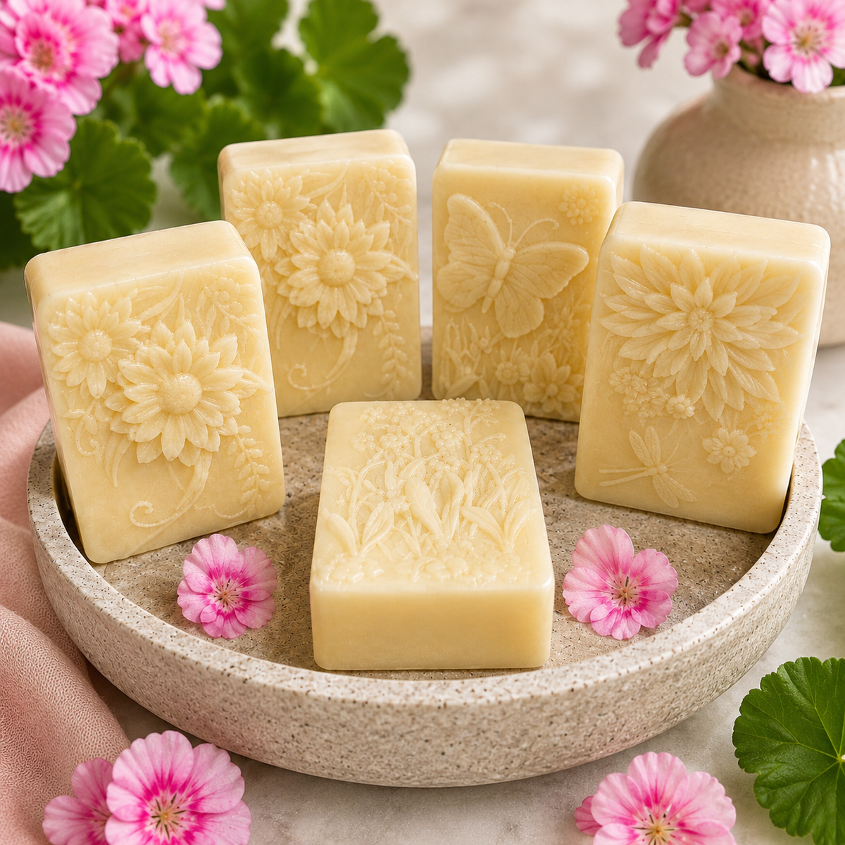 Rose Geranium | Triple Butter - Cocoa, Shea & Mango Oat Milk Soap Bar | Handmade