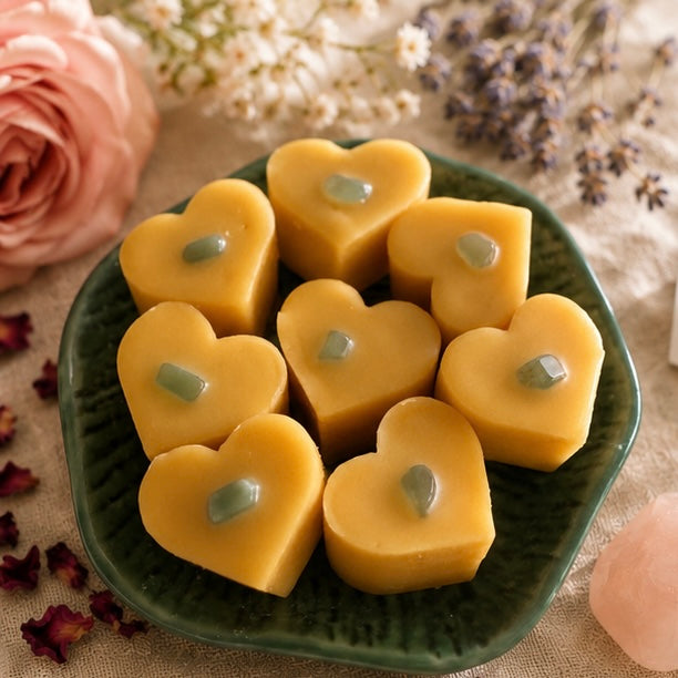 Essential Oil Beeswax Melts | Eucalyptus  Tea Tree Oil Lemon | Aventurine Crystals | Gifts | | Handmade in Australia