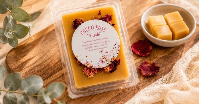 Essential Oil Beeswax Melts | Floral | Rose Quartz Crystals | Gifts | Handmade in Australia