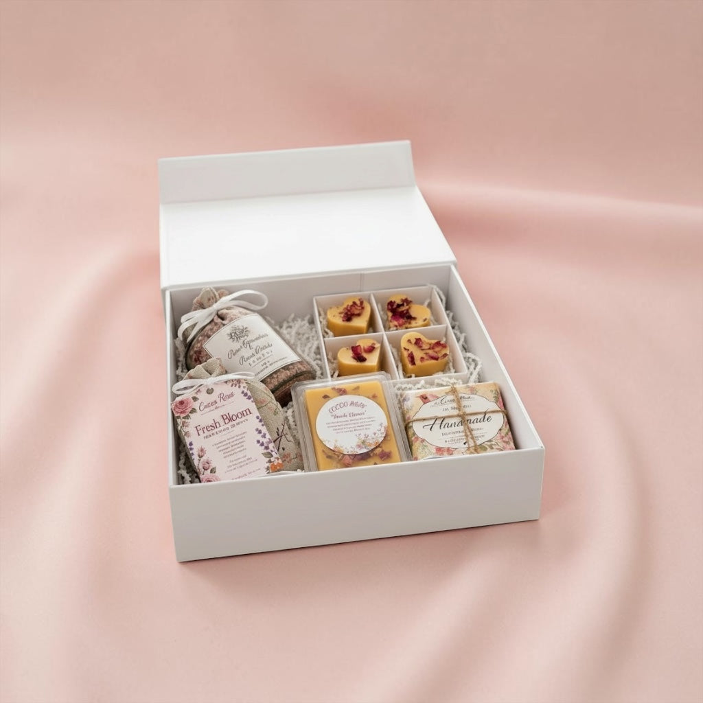 Self Care Gift Box, Bath Salts, Beeswax Melts, Botanical Sachet & Handmade Soap, Spa Gift for Her