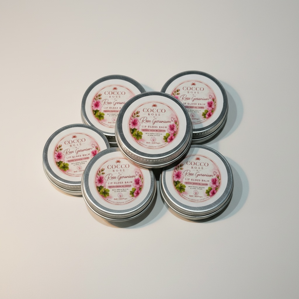 Cocco Rose Lip Balm Gloss Banana Smoothie, Vanilla & Rose Geranium