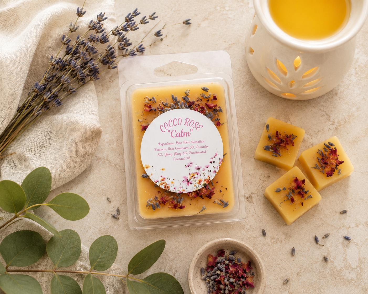 Essential Oil Beeswax Melts | Rose Geranium Lavender | Gifts | Handmade in Australia