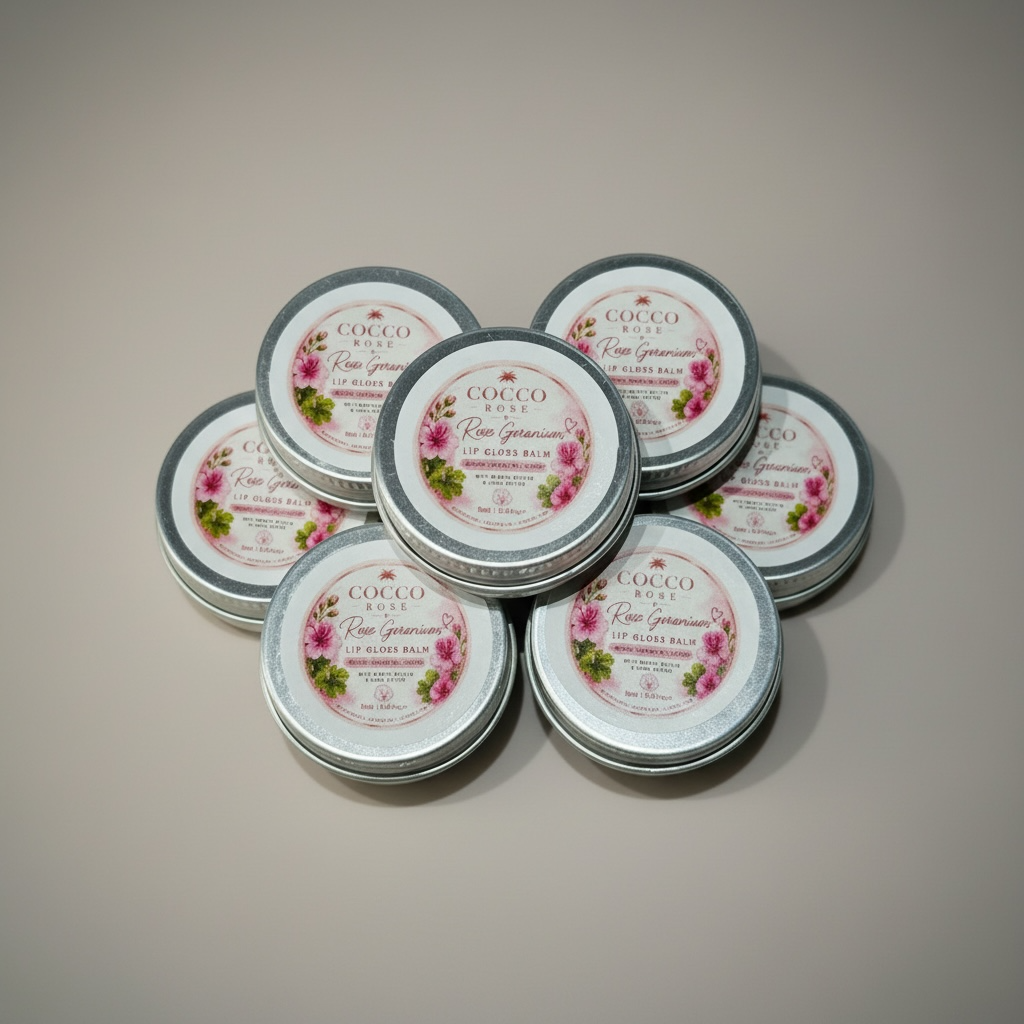 Cocco Rose Lip Balm Gloss Banana Smoothie, Vanilla & Rose Geranium