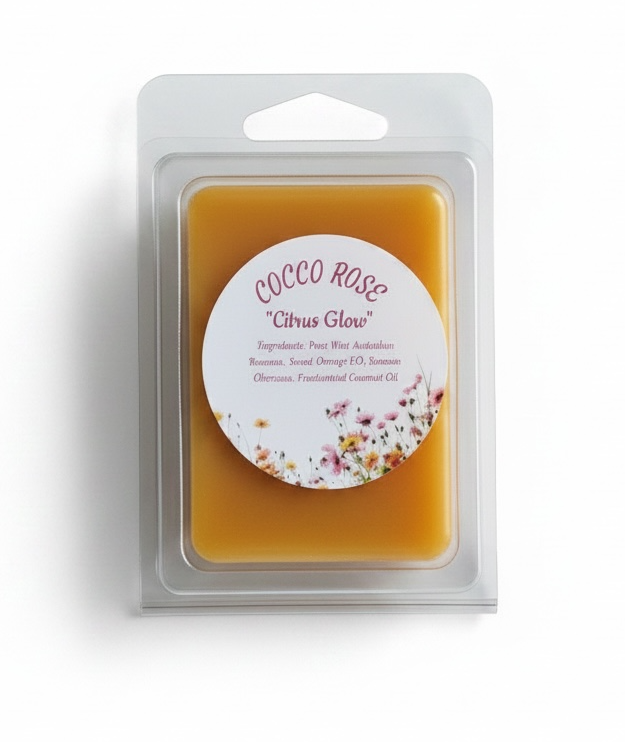 Cocco Rose Citrus Glow Wax Melts | Natural Beeswax Aromatherapy, Sweet Orange Essential Oil