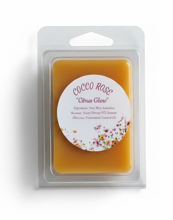 Cocco Rose Citrus Glow Wax Melts | Natural Beeswax Aromatherapy, Sweet Orange Essential Oil