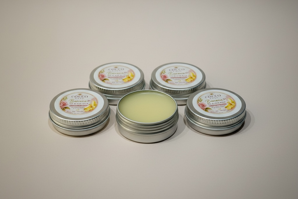 Cocco Rose Lip Balm Gloss Banana Smoothie, Vanilla & Rose Geranium