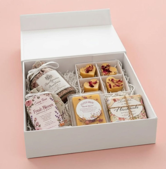 Self Care Gift Box, Bath Salts, Beeswax Melts, Botanical Sachet & Handmade Soap, Spa Gift for Her