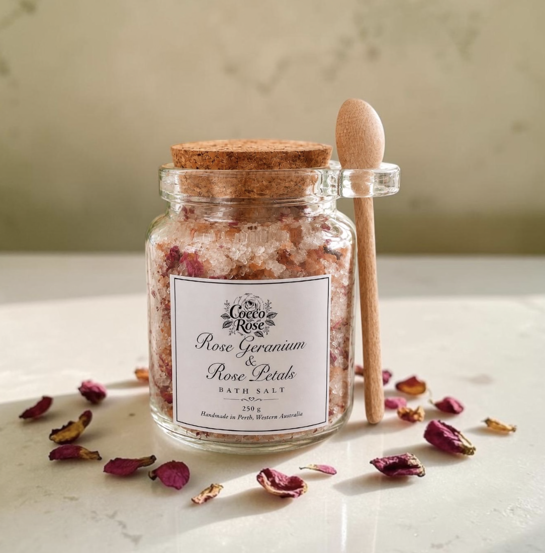 Floral Bloom | Rose Geranium & Sweet Orange Botanical Bath Salts 250g Jar