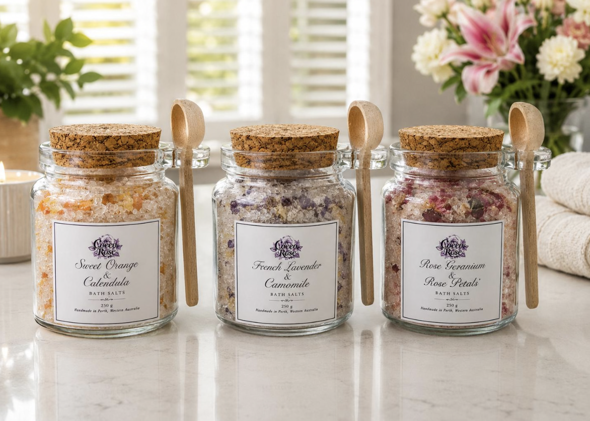 Floral Bloom | Rose Geranium & Sweet Orange Botanical Bath Salts 250g Jar