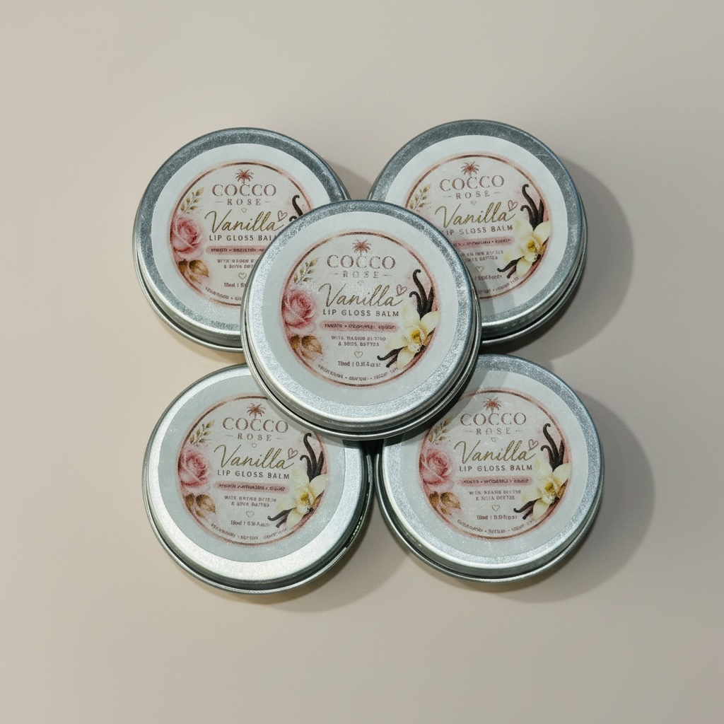 Cocco Rose Lip Balm Gloss Banana Smoothie, Vanilla & Rose Geranium