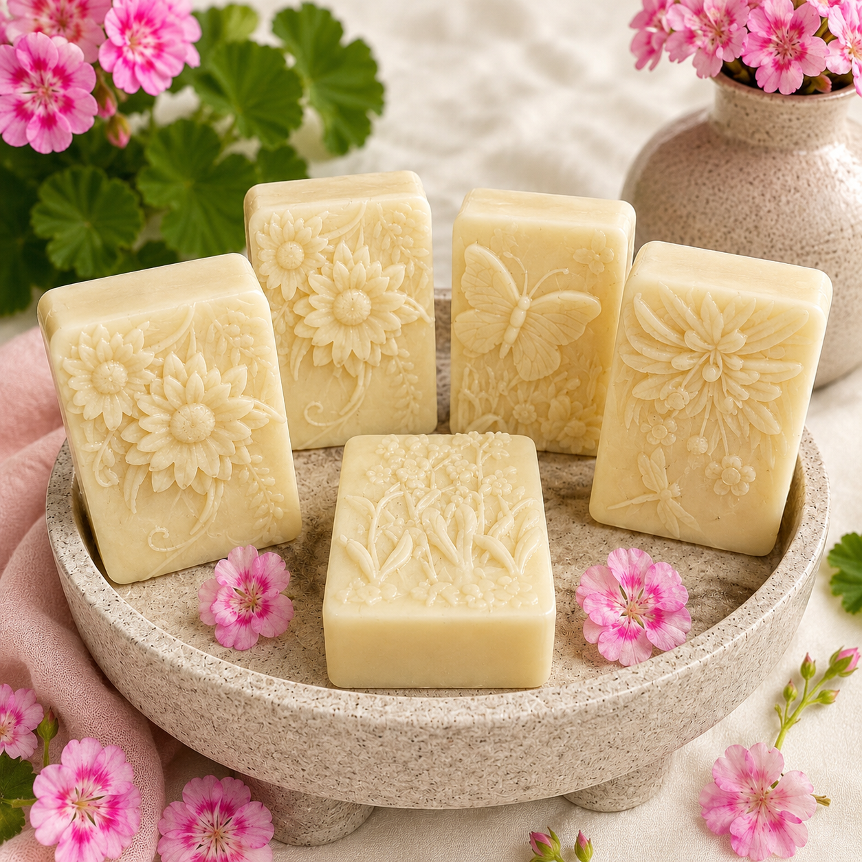 Rose Geranium | Triple Butter - Cocoa, Shea & Mango Oat Milk Soap Bar | Handmade