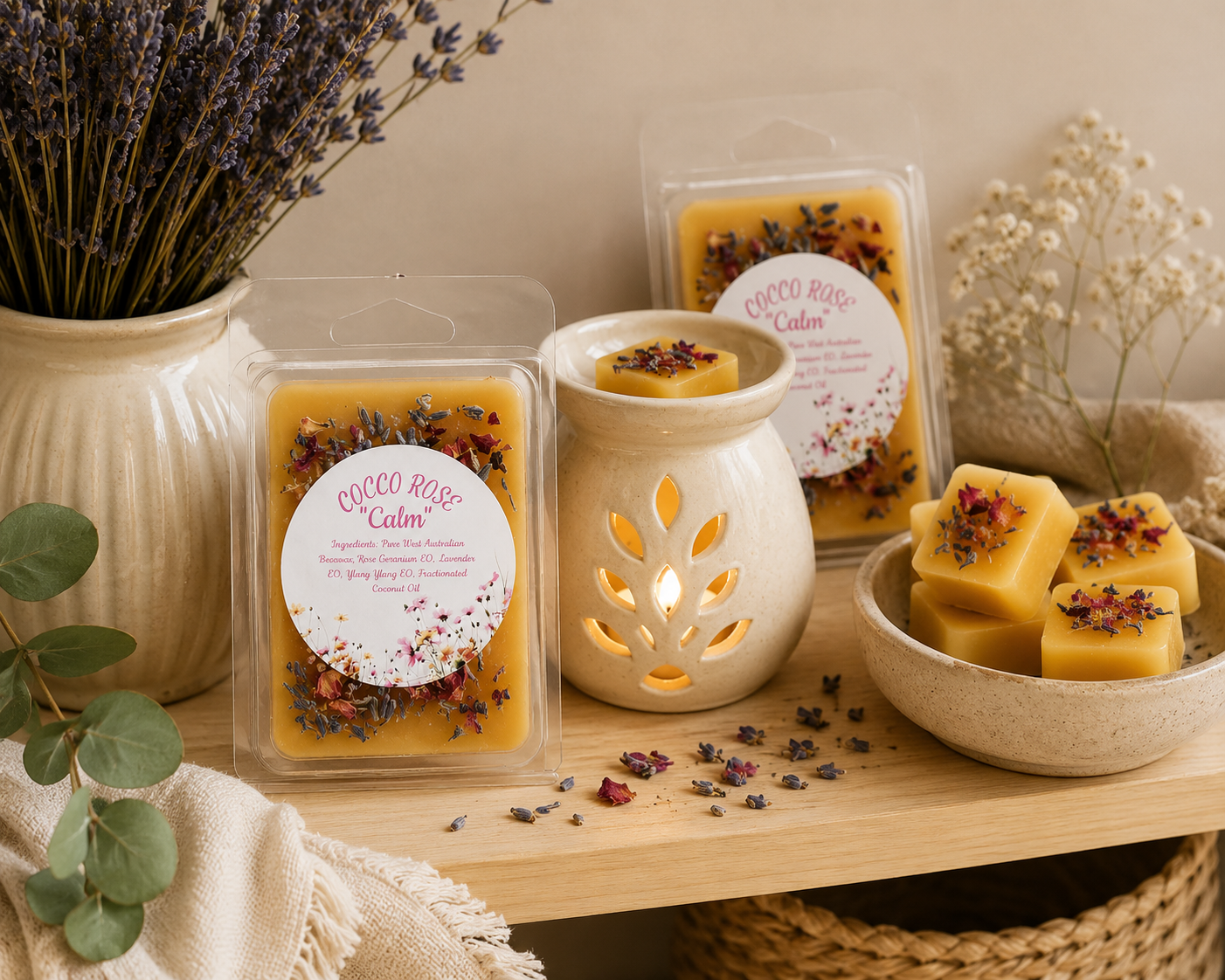 Essential Oil Beeswax Melts | Rose Geranium Lavender | Gifts | Handmade in Australia
