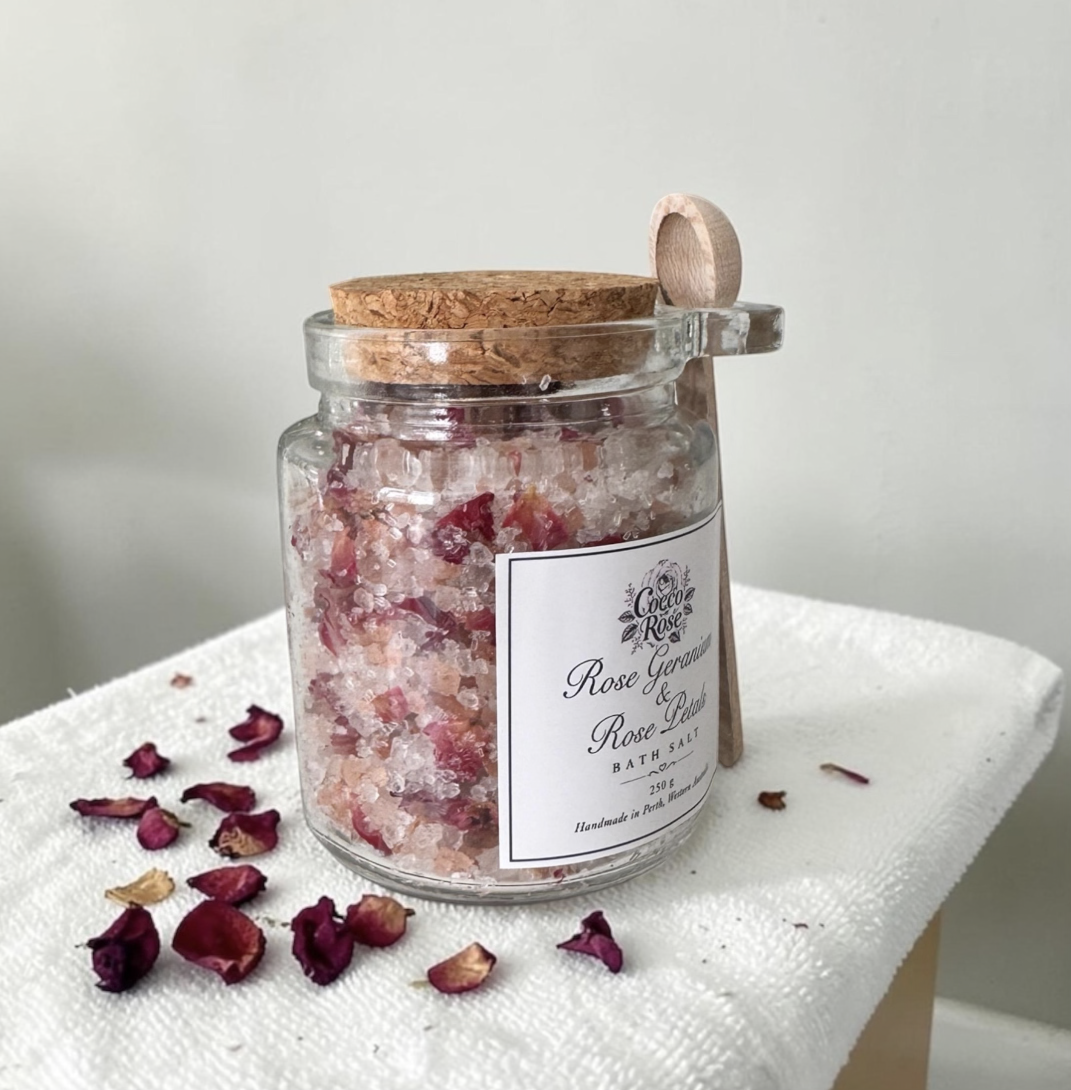 Floral Bloom | Rose Geranium & Sweet Orange Botanical Bath Salts 250g Jar