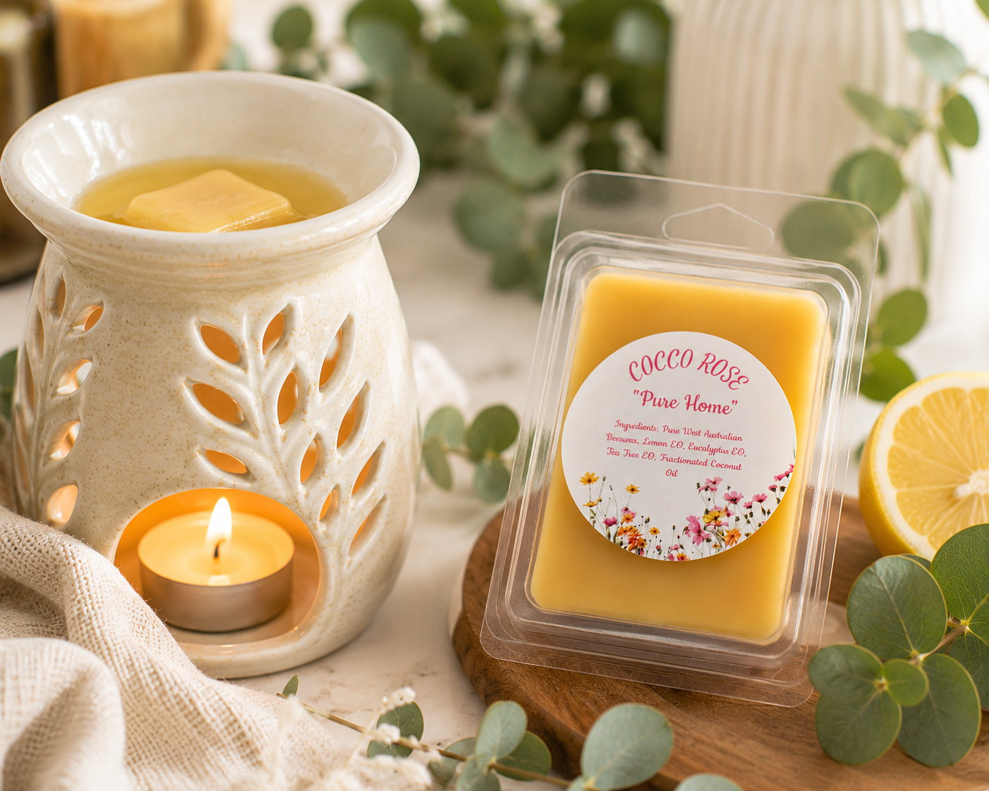 Pure Home clamshell with wax burner and melted wax melt