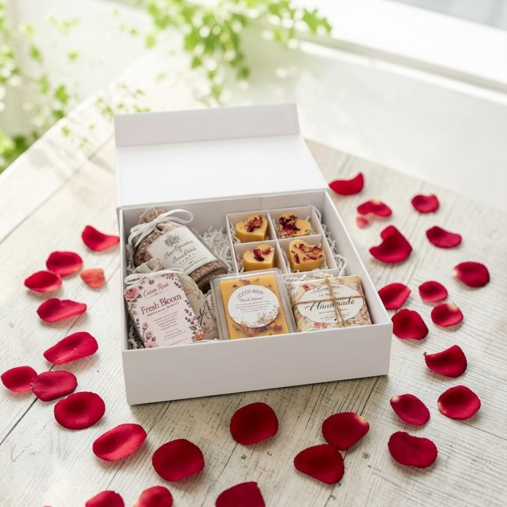 Self Care Gift Box, Bath Salts, Beeswax Melts, Botanical Sachet & Handmade Soap, Spa Gift for Her