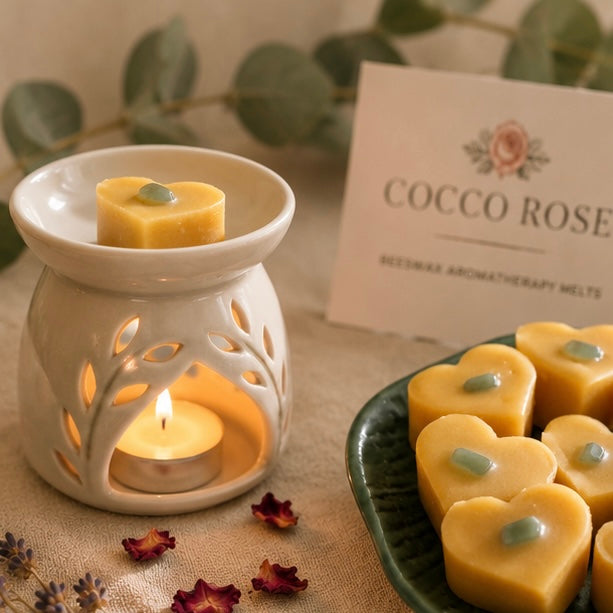 Essential Oil Beeswax Melts | Eucalyptus  Tea Tree Oil Lemon | Aventurine Crystals | Gifts | | Handmade in Australia