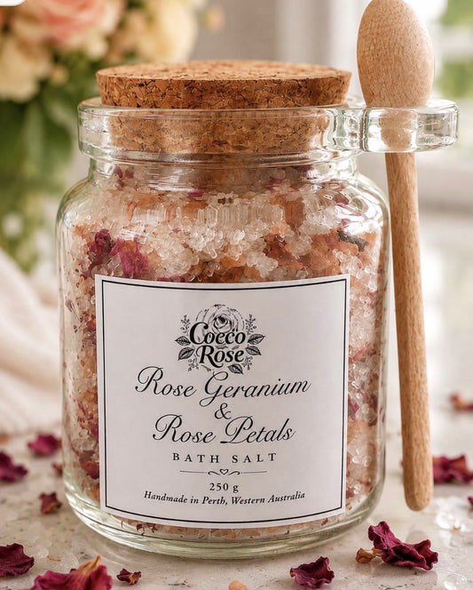 Floral Bloom | Rose Geranium & Sweet Orange Botanical Bath Salts 250g Jar