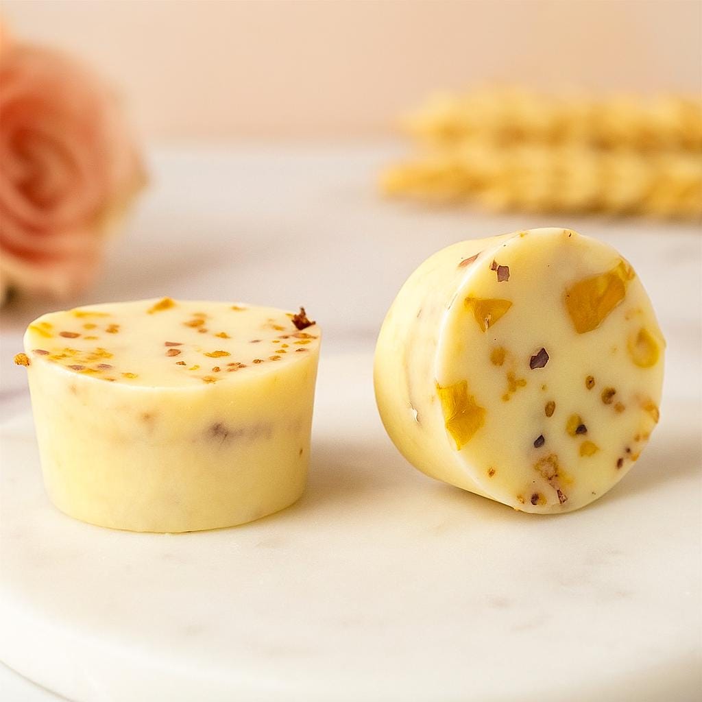 Rose Essential Oil Beeswax Melts with Dried Rose Petals