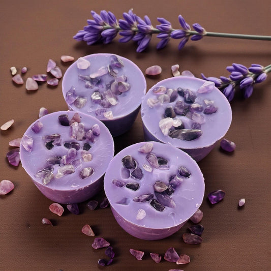 Lavender Soy Wax Melts with Amethyst Crystals – Calming Aromatherapy | Cocco Rose