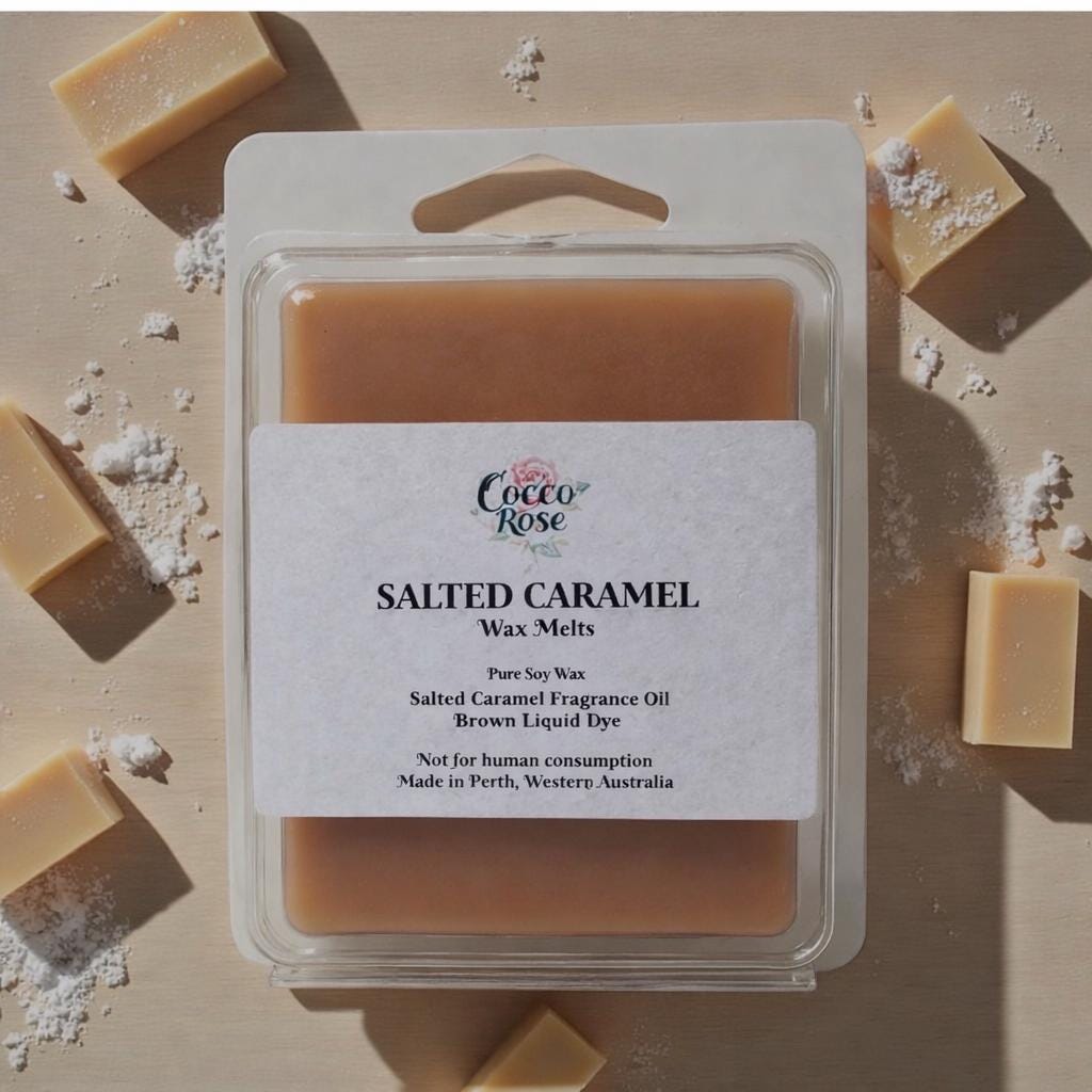 Gourmet Salted Caramel Wax Melts | Sweet Buttery Caramel with Sea Salt | Handmade in Perth Australia