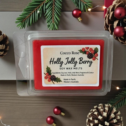 Holly Jolly Berry Soy Wax Melts | Festive Berry & Cranberry Scent | Christmas Wax Melts | Handmade in Australia