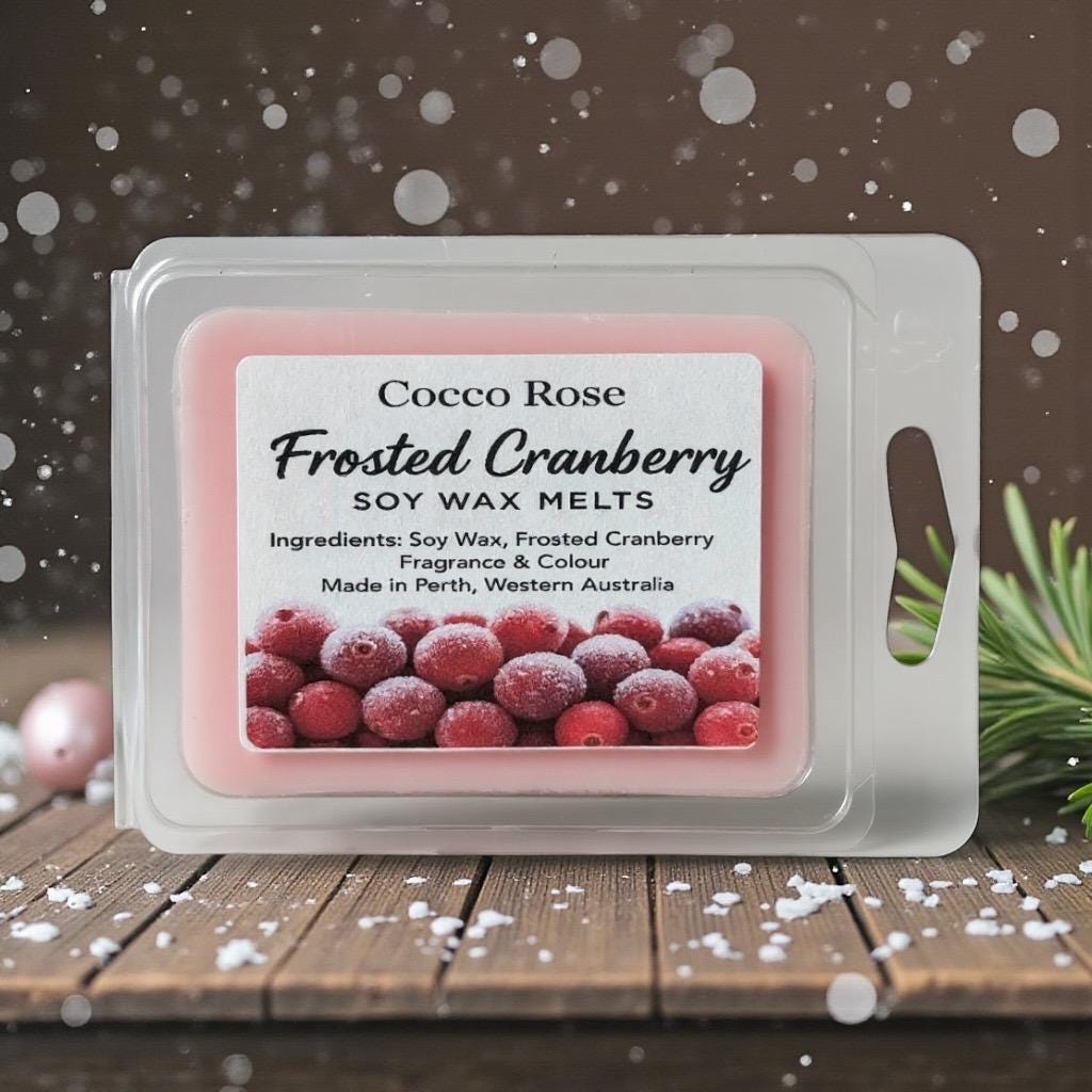 Frosted Cranberry Soy Wax Melts | Fresh Cranberry & Winter Berries | Christmas Wax Melts | Handmade in Australia