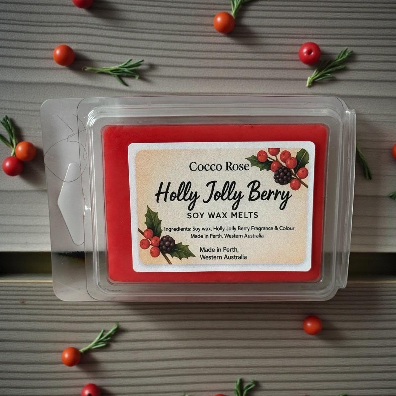 Holly Jolly Berry Soy Wax Melts | Festive Berry & Cranberry Scent | Christmas Wax Melts | Handmade in Australia
