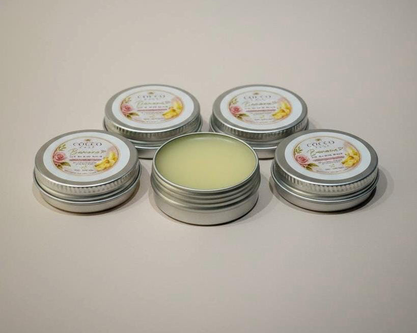 Cocco Rose Lip Balm Gloss Banana Smoothie, Vanilla & Rose Geranium