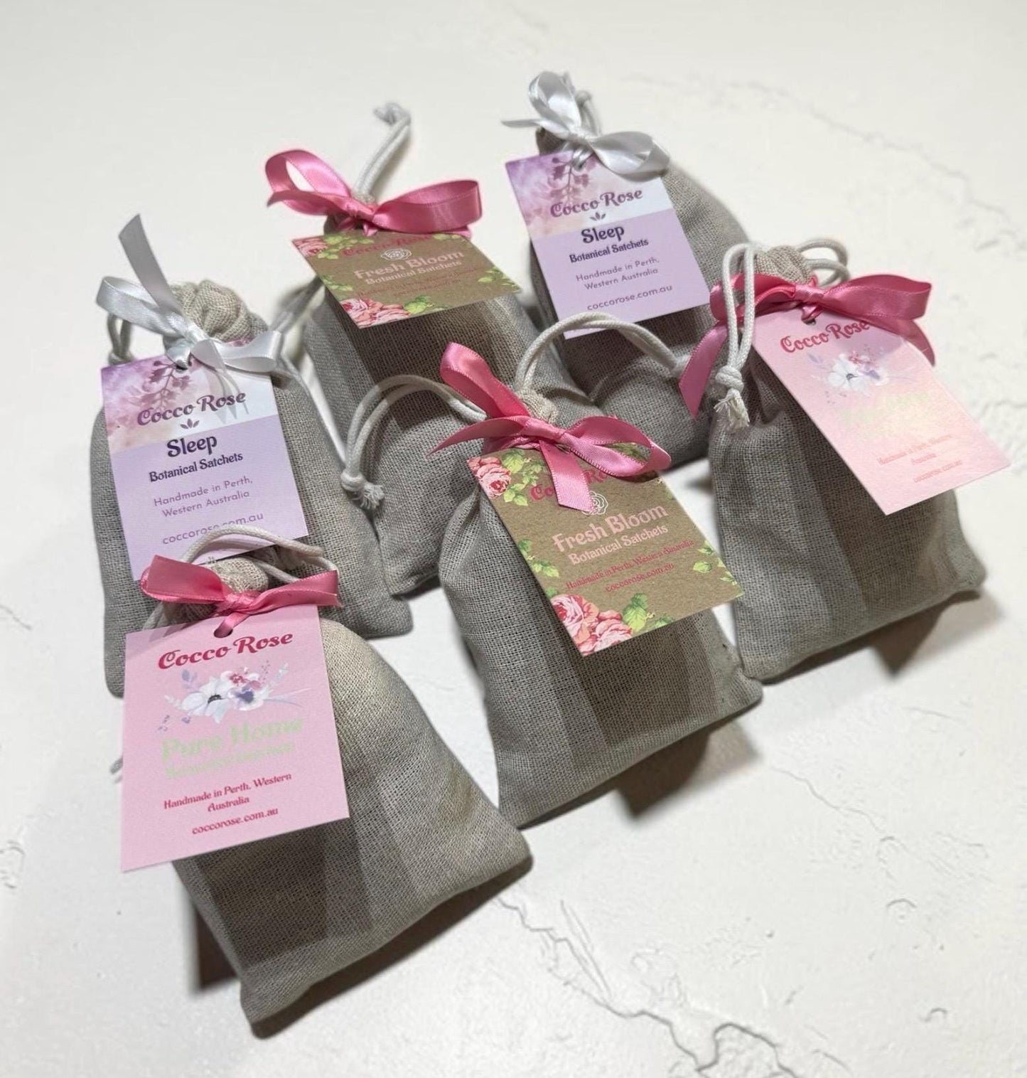 Cocco Rose Botanical Sachets | Fresh Bloom, Sleep & Pure Home | Natural Aromatherapy Sachets
