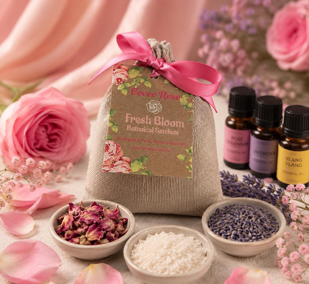 Lavender Sachet Bags | Drawer & Wardrobe Freshener | Botanical Essential Oil Sachets | Handmade in Australia