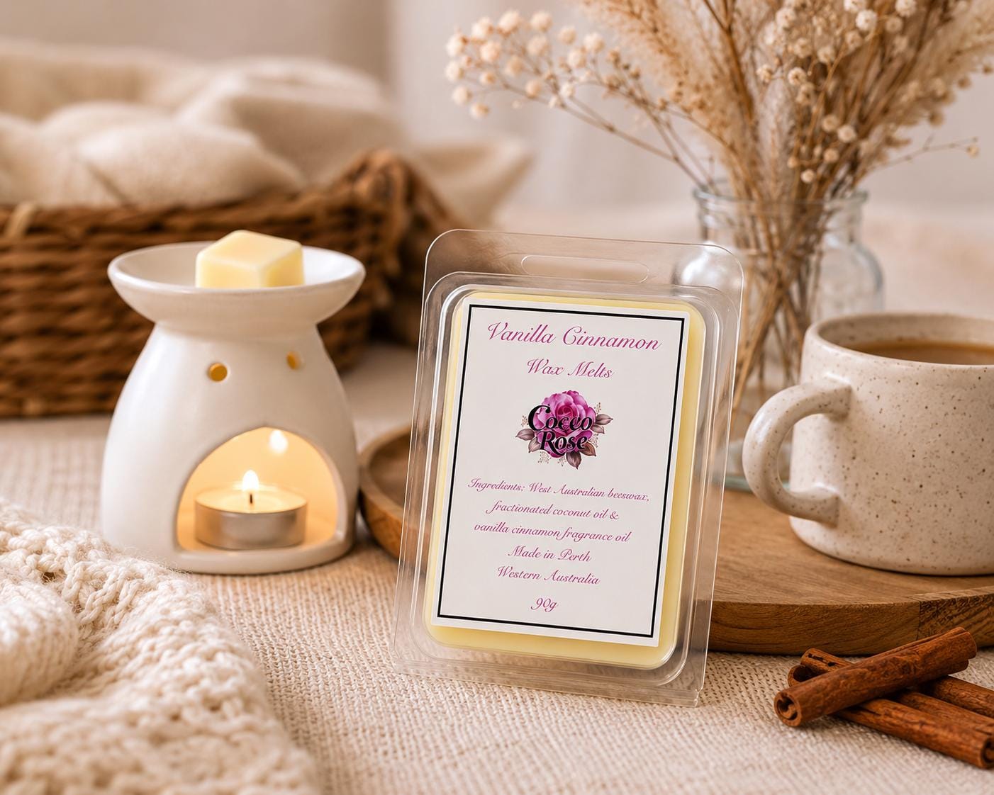 Vanilla Cinnamon Beeswax Melts | Warm Spiced Home Fragrance and Gifts | Handmade in Australia