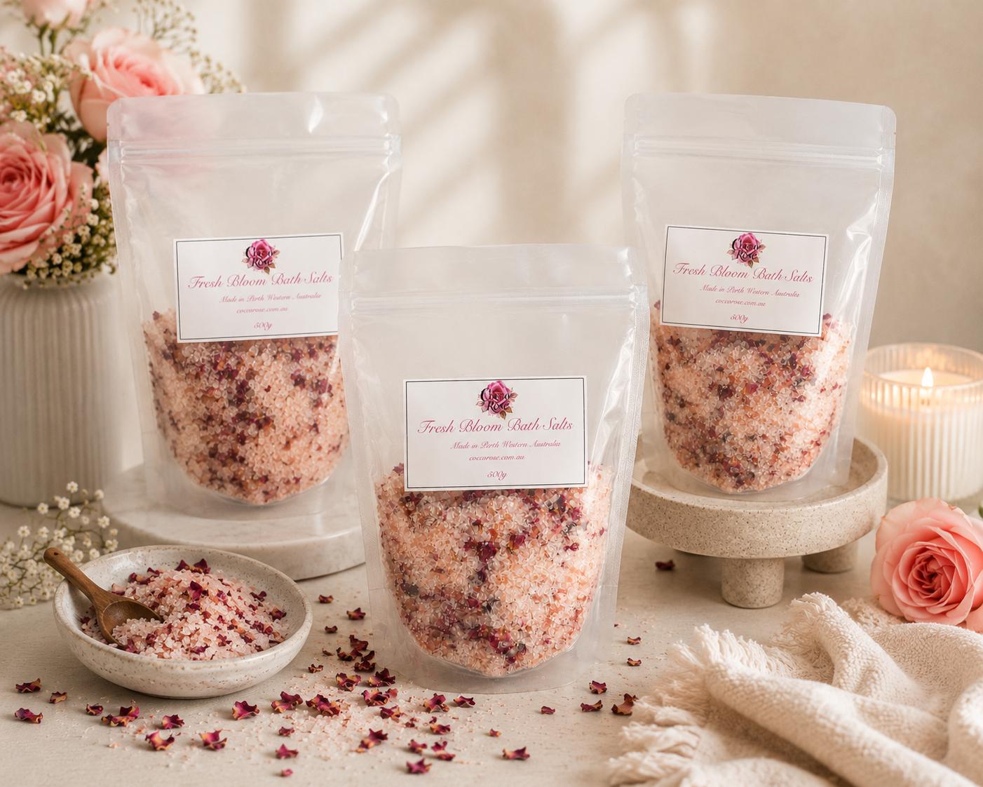 Natural Botanical Bath Salts | Epsom Salts | Pure Essential Oils | Rose Petals | Gift | Handmade in Australia