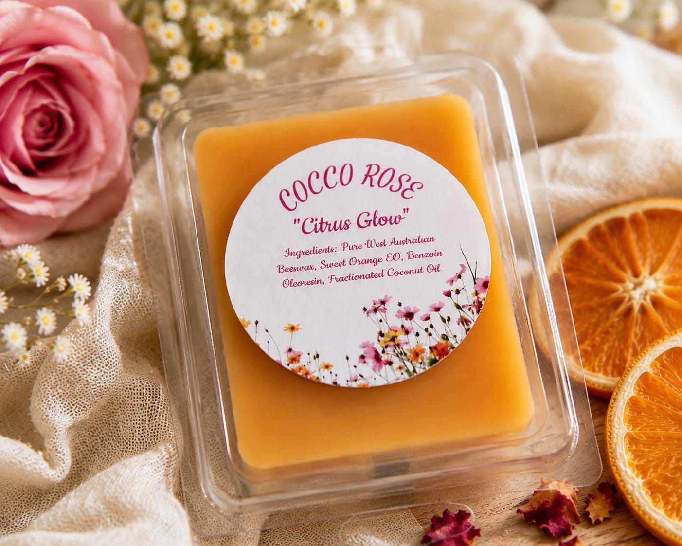 Sweet Orange Beeswax Melts | Pure Essential Oils |Fresh Citrus Home Fragrance and Gift | Handmade in Australia
