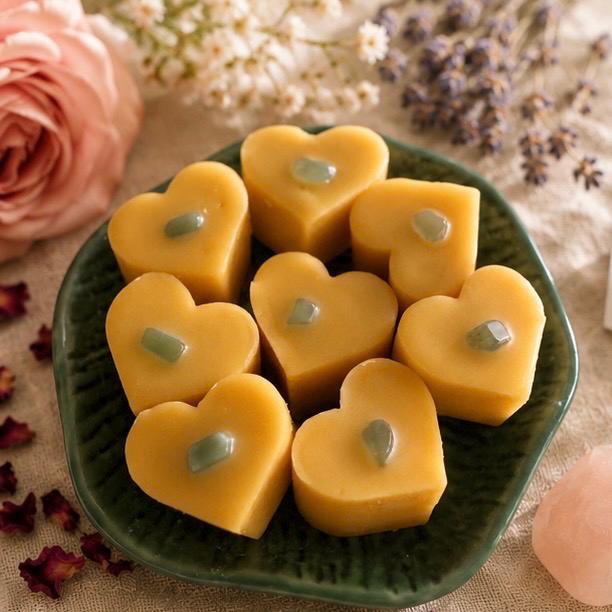 Beeswax Melts Aventurine Crystals | Eucalyptus Lemon Essential Oils | Self Care Gifts | Handmade in Australia | Pack of 4