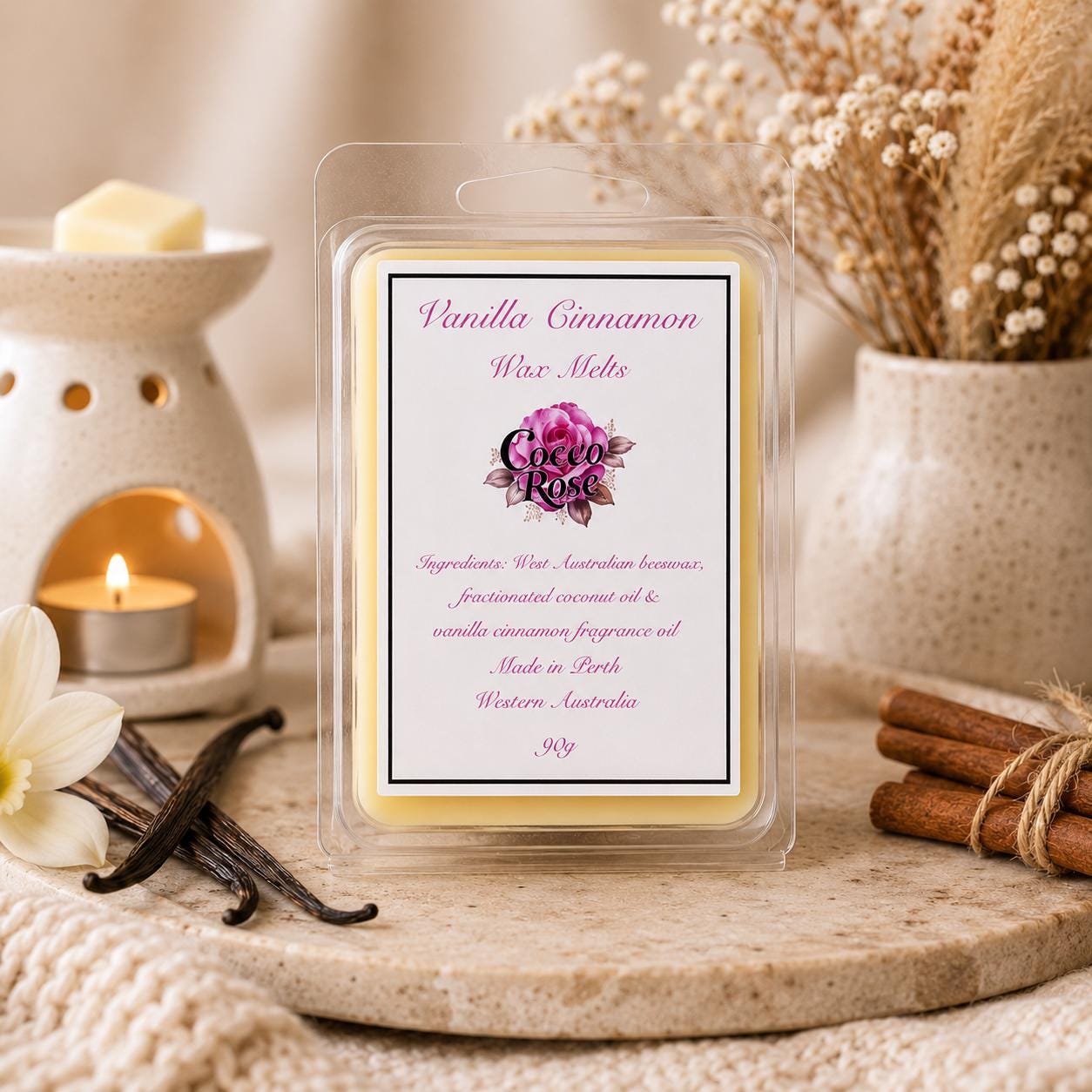 Vanilla Cinnamon Beeswax Melts | Warm Spiced Home Fragrance and Gifts | Handmade in Australia