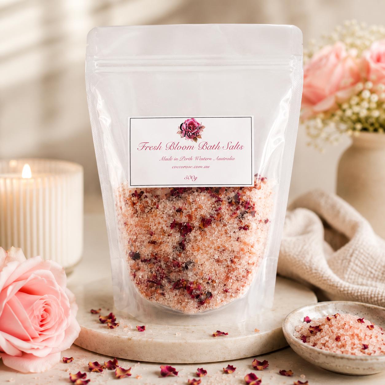 Natural Botanical Bath Salts | Epsom Salts | Pure Essential Oils | Rose Petals | Gift | Handmade in Australia
