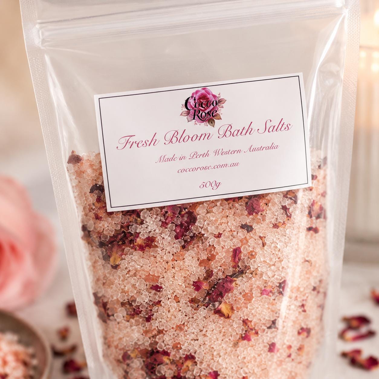 Natural Botanical Bath Salts | Epsom Salts | Pure Essential Oils | Rose Petals | Gift | Handmade in Australia
