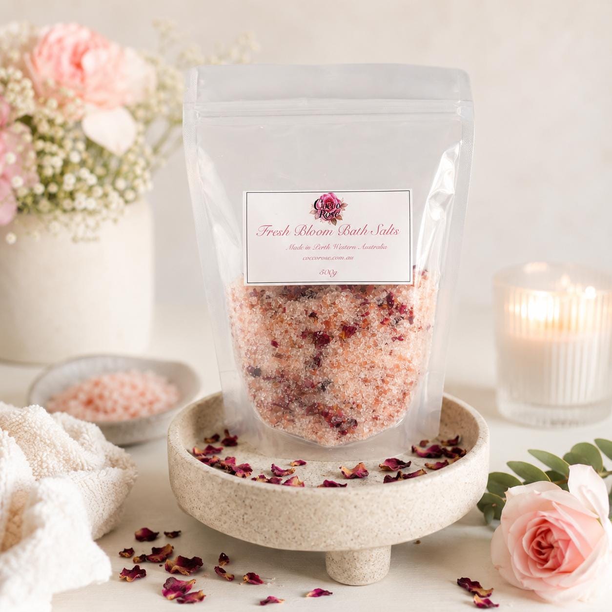 Natural Botanical Bath Salts | Epsom Salts | Pure Essential Oils | Rose Petals | Gift | Handmade in Australia
