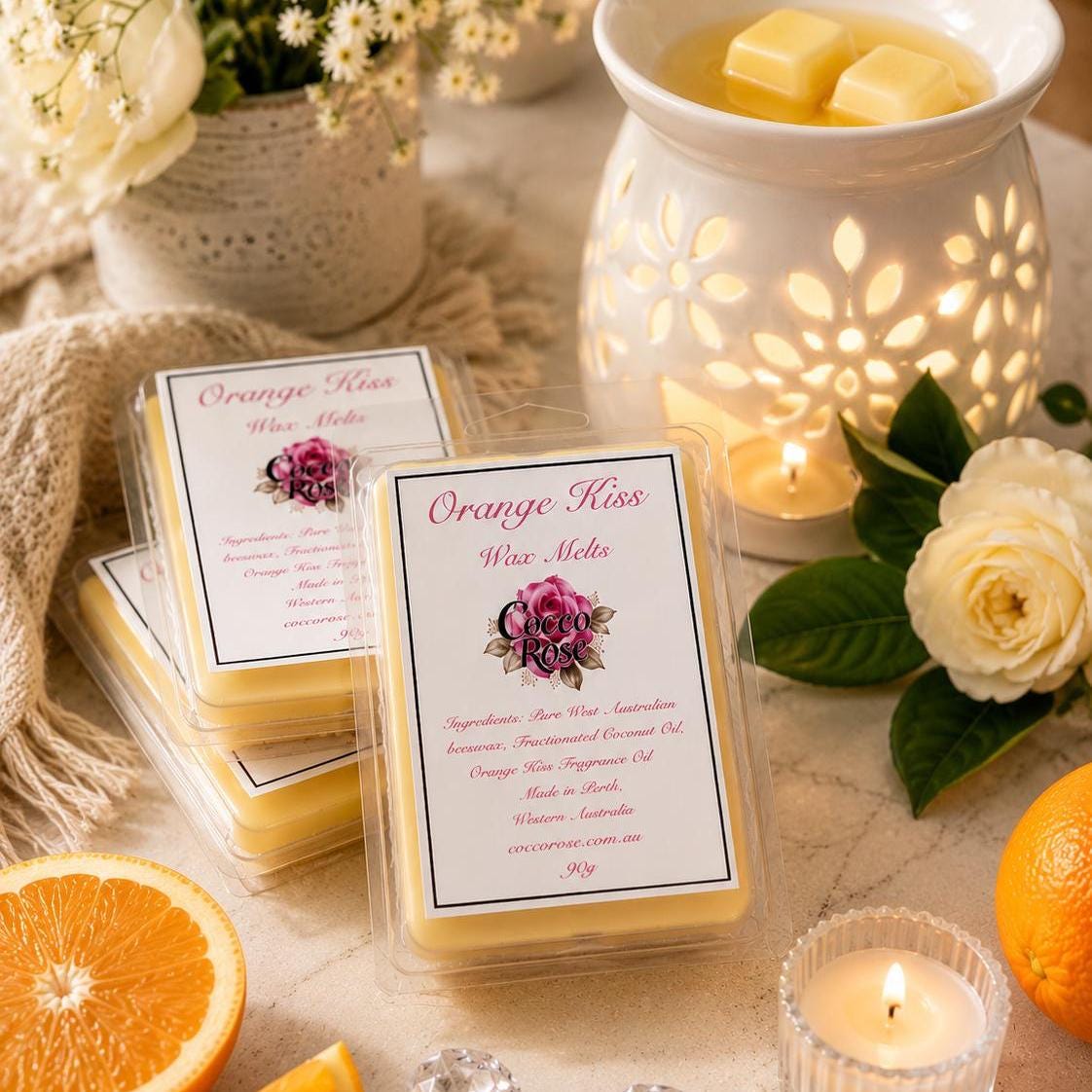 Beeswax Melts | Fresh Orange Citrus Fragrance Oil | Home Fragrance | Gifts| Handmade in Australia