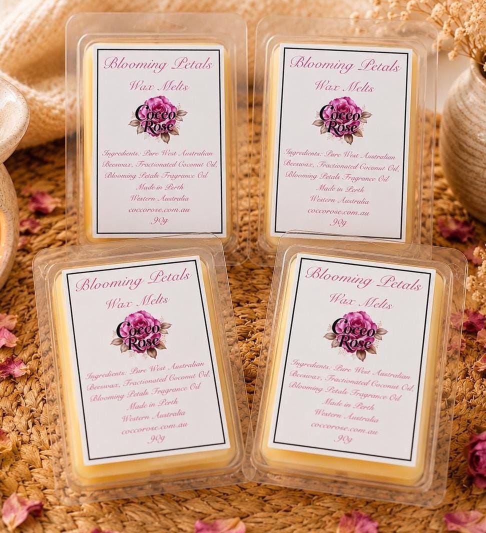 Floral Beeswax Melts | Rose, Peony, Jasmine Fragrance Oils |  Romantic Home Fragrance | Gift for Her | Handmade in Australia