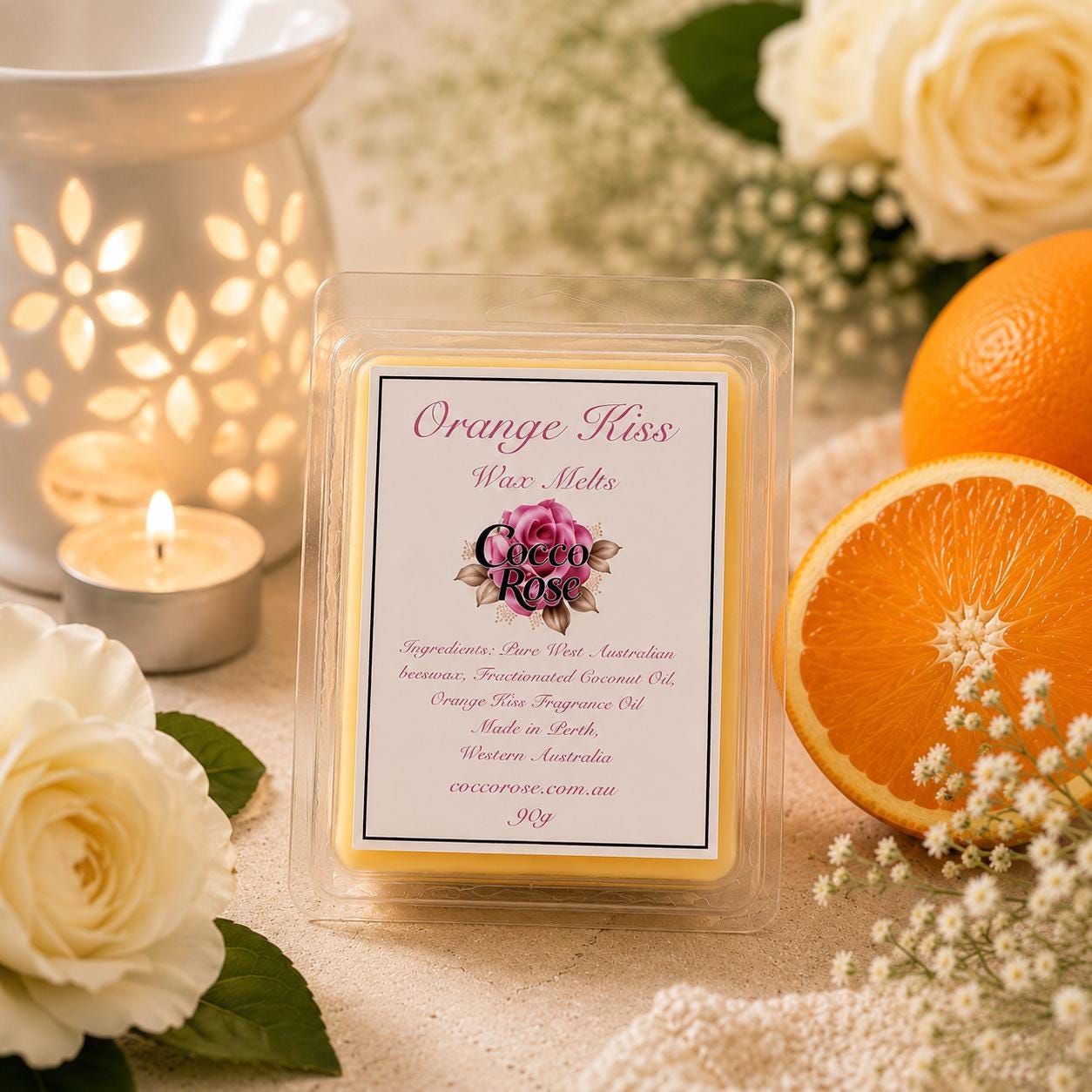 Beeswax Melts | Fresh Orange Citrus Fragrance Oil | Home Fragrance | Gifts| Handmade in Australia